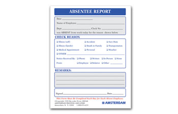 Absentee Report Pad